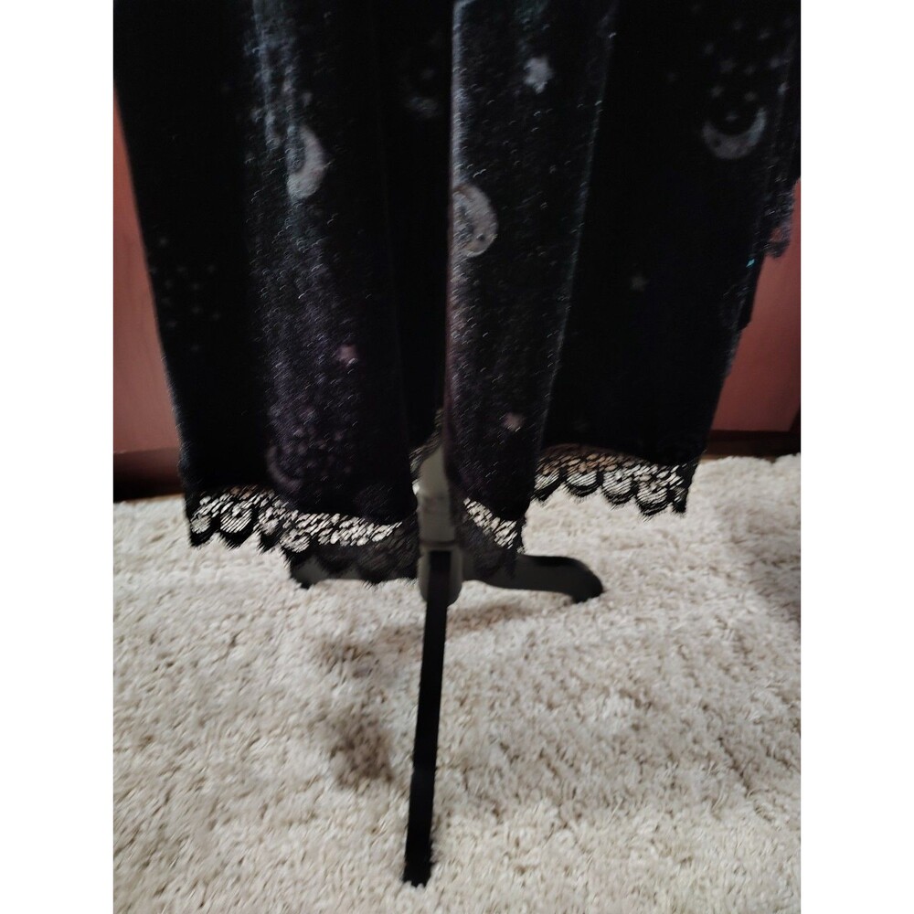Adult CELESTIAL COVEN Hooded Dress WITCH COSTUME Black VELVET HI-LO Large GOTH - Picture 8 of 13